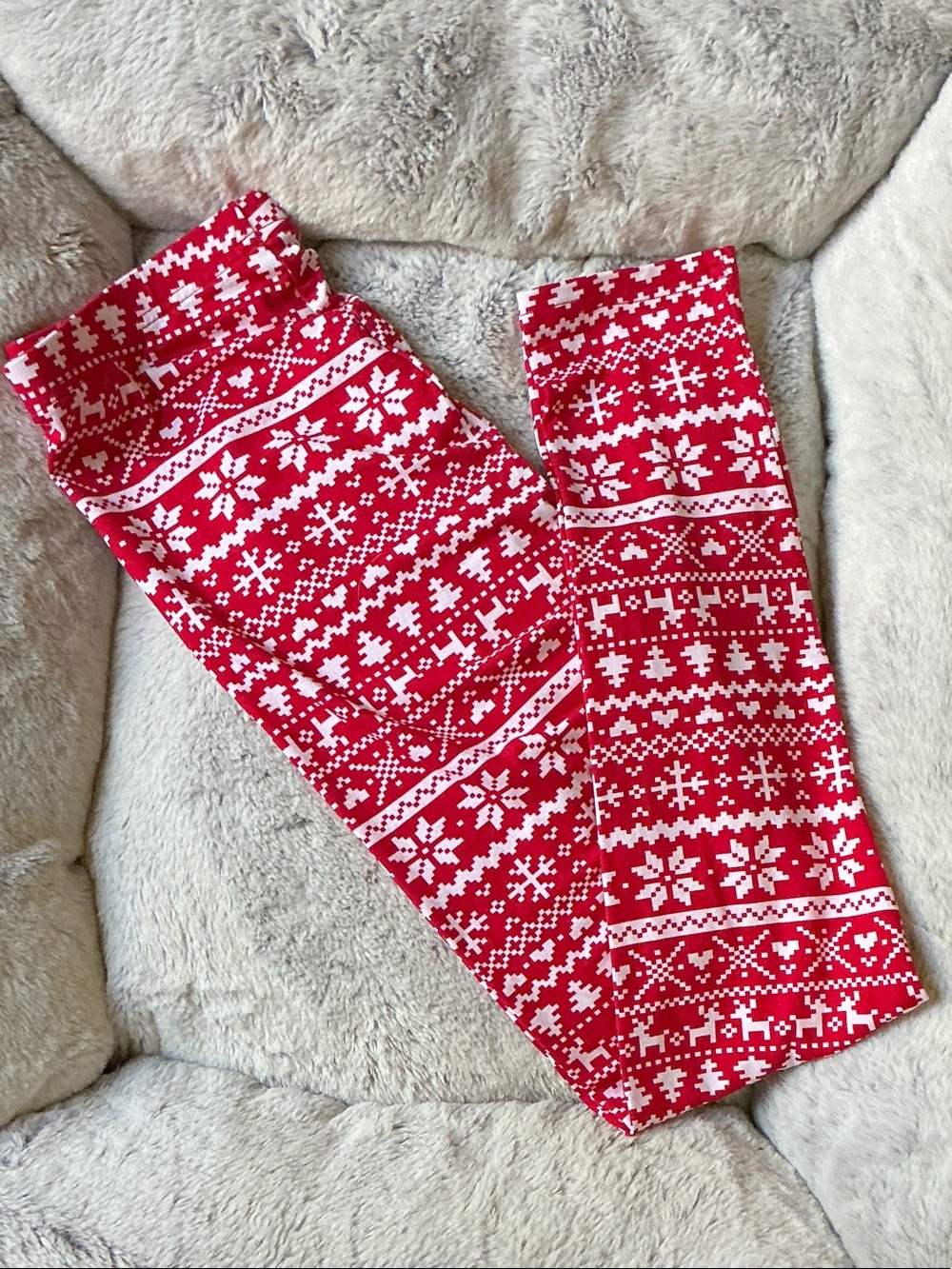 Red Holiday Snowflake Kids Leggings